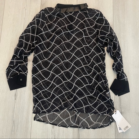 NWT OULIE Black Long Sleeve Sheer 100% Silk Blouse Size M - Picture 10 of 10